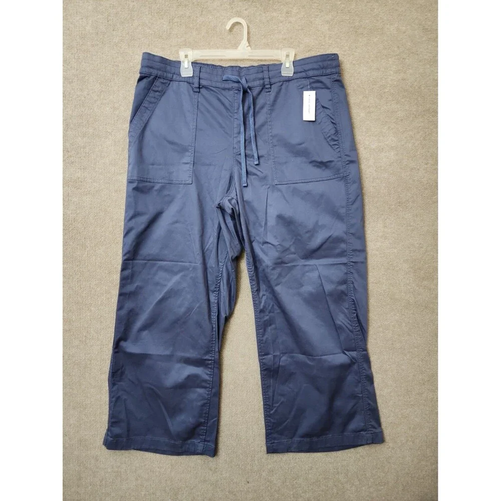 Lane Bryant Pull-On Super-Soft Straight Leg Chino Pants Women 20 Sateen Blue NEW
